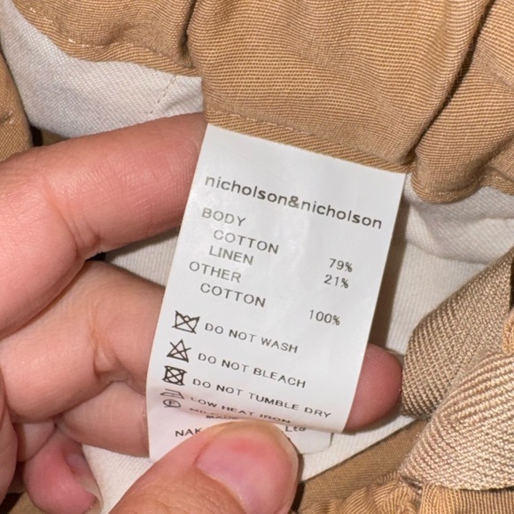 Nico Nicholson & Nicholson Robin Twill Tan Cropped Pants Linen Cotton Size 40 - Picture 4 of 10